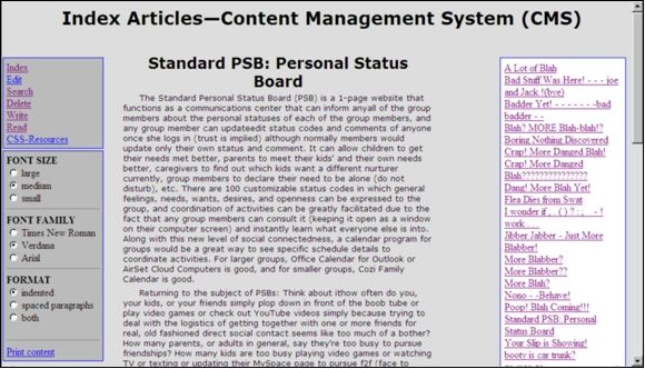 Content Management Systems�Article Indexing